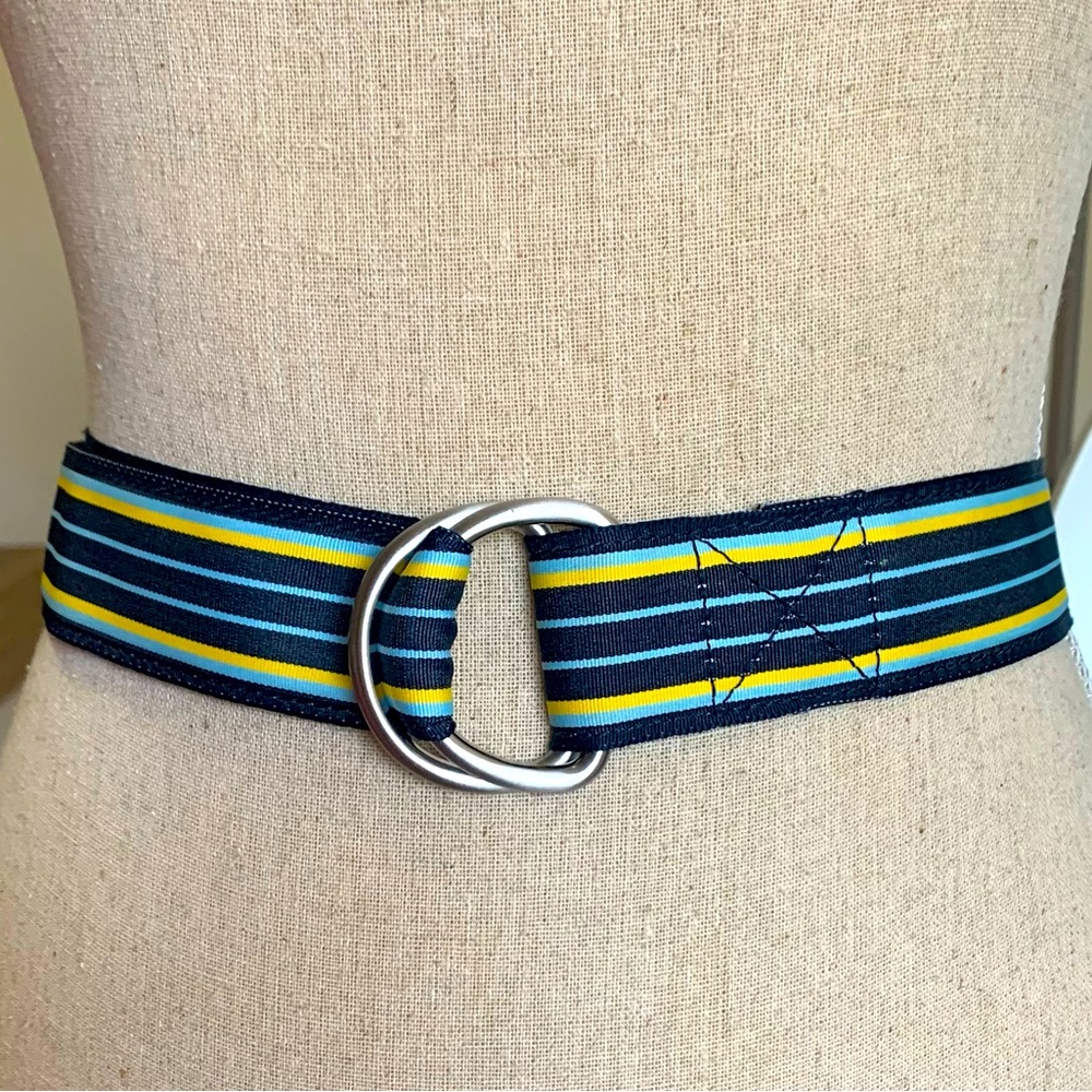 J Crew Fabric Classic Striped Ribbon Belt Size L/XL - Picture 5 of 7